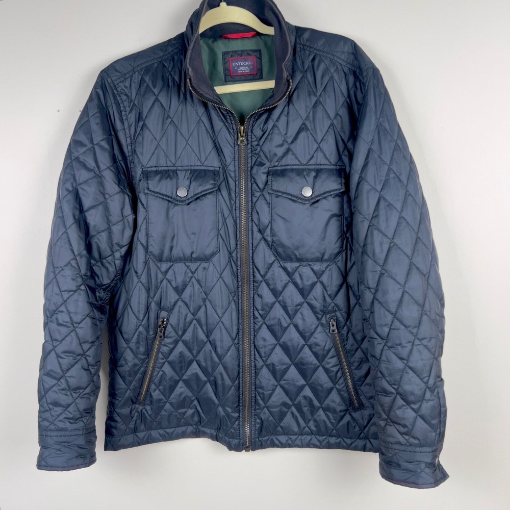 UNTUCKit Jacket Mens M Black Quilted Puffer Full Zip Lightweight Jacket Luxury